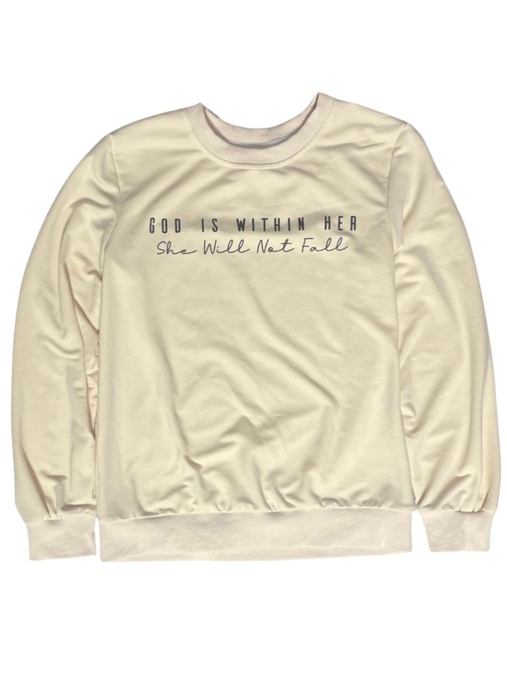 Christian Women's Cream Scripture Graphic Crewneck Sweatshirt size small